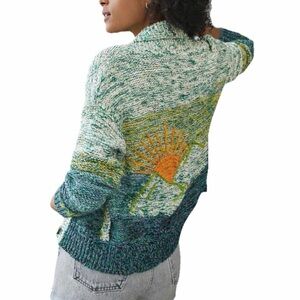 RARE Anthropologie Pilcro Mountain Sunset Embroidered Cardigan Sweater XLP Boho